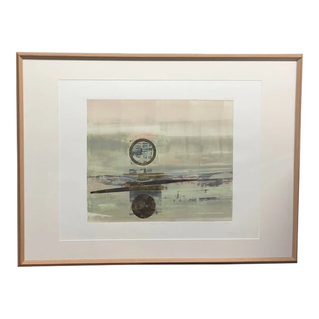 1980s "Transcapes IV" Original Abstract Collage Monoprint by Robert Alan Devoe, Framed For Sale