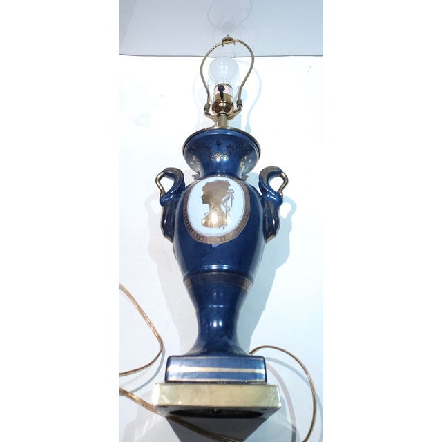This gorgeous table lamp was custom made and very rare found in market . consists of two parts: a antique French Serves...