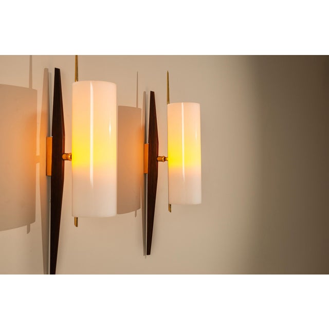 Brown Wall Lights in Acrylic Glass, Teak and Glass from Arlus, France, 1950s, Set of 2 For Sale - Image 8 of 12