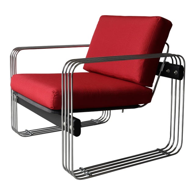 Mid Century Chrome Rod Lounge Chair by Heinz Meier For Sale