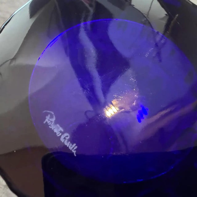 Blue Roberto Cavalli Cobalt Blue Glass Vase, Textured Design, Circa 2000 For Sale - Image 8 of 15
