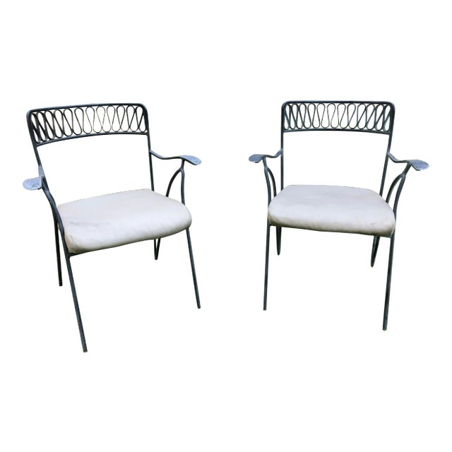 Salterini Style Ribbon Arm Chairs - A Pair For Sale