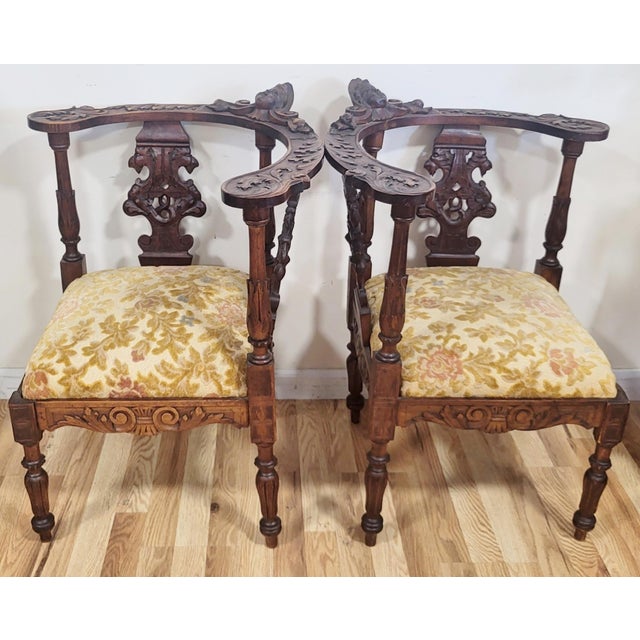 Fresh from a Manhattan New York City estate, we have a pleasure to offer you this gorgeous PAIR of Antique Carved Corner...