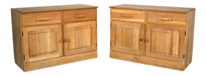 Mid 20th Century Ranch Oak Small Credenzas or Buffet Cabinets by A. Brandt Company - a Pair