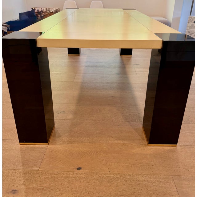 Armani Casa Goatskin Parchment and Black Lacquer Dining Table For Sale - Image 10 of 11