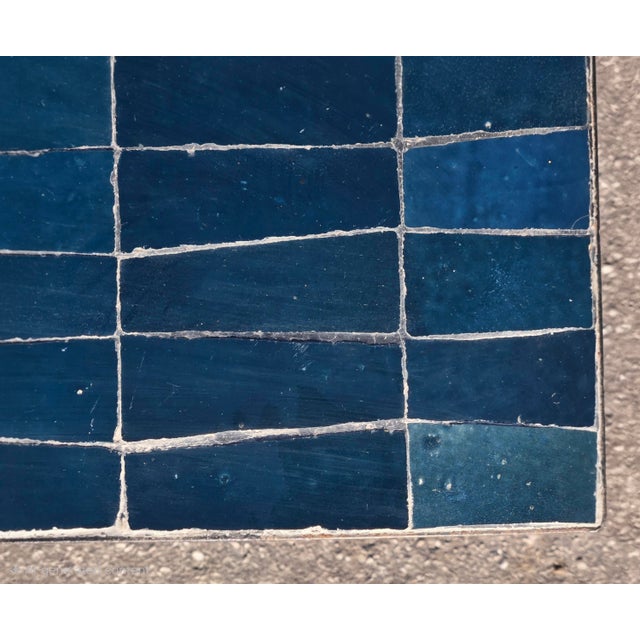 Petrol Blue Handcrafted Rectangular Mosaic Tile Accent Table For Sale - Image 4 of 6