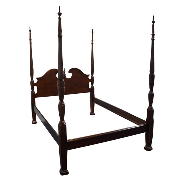 UNIVERSAL FURNITURE Solid Cherry Traditional Style Queen Size Four Poster Pediment Rice Bed 88" High 65" Wide 89.5" Deep...
