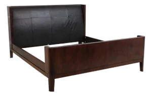 Baker Leather Mahogany Mid Century Modern King Size Bed