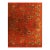 1920s Modern Square Orange Bold Floral Knotted Wool Antique Chinese Art Deco Rug For Sale