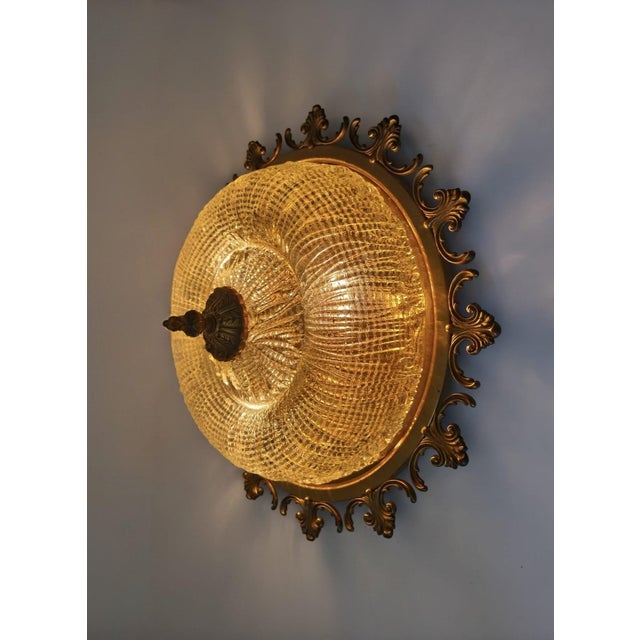 Mid-Century Modern Ornate Textured Glass Flush Mount, 1960s For Sale - Image 15 of 18