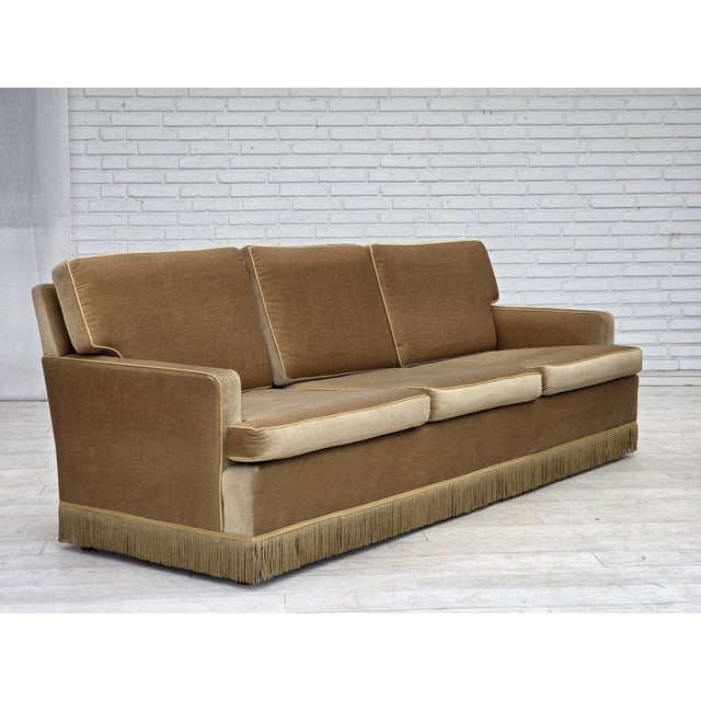 Danish 3-Seater Sofa in Honey Yellow Velour, 1970s For Sale - Image 17 of 17