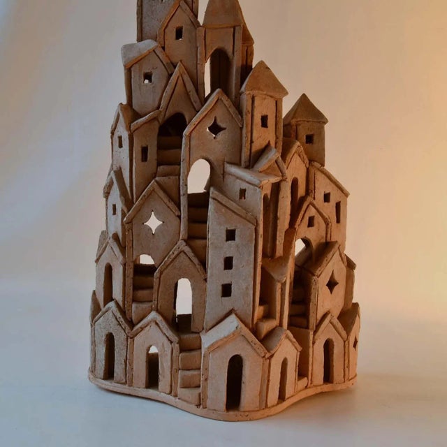 Architectural Surreal Ceramic Tower Sculpture by Dutch Arie Bouter, 1995 For Sale - Image 4 of 14
