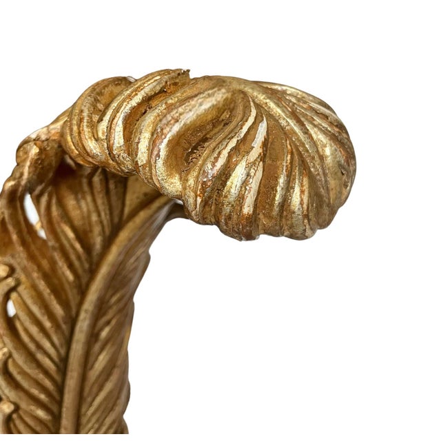 Gold Mid 20th Century Italian Giltwood Side Table With Glass Top For Sale - Image 8 of 10