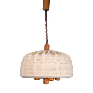 Scandinavian Modern Adjustable Teak & Wool Pendant Lamp from Domus, 1960s For Sale
