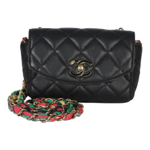 Black Quilted Lambskin Ribbon Chain Small Cocovado Flap Bag