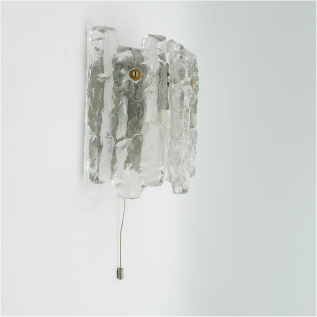 Vintage Ice Glass Wall Light by J. T. Kalmar, Vienna, Austria, 1970s For Sale - Image 8 of 13