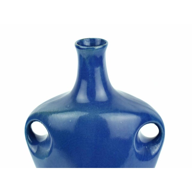 Mid 20th Century Modern Abstract Cobalt Blue Studio Pottery Vase For Sale - Image 6 of 7