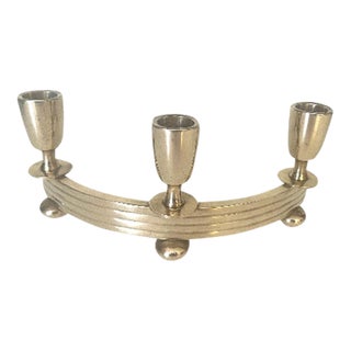 Art Decor Dirilyte Bronze/Brass Curved Candleholder - 1930's-1940's For Sale
