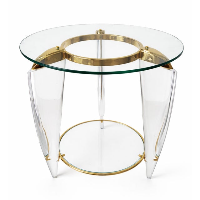 1960s Italian Acrylic and Brass Side Table, 1960s For Sale - Image 5 of 15