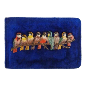 Antique 1889 Blue Velvet & Birds Autograph Book
