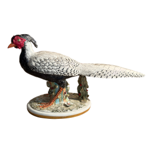 Fine Mottahadeh Large Porcelain Model of Silver Feathered Pheasant Hen