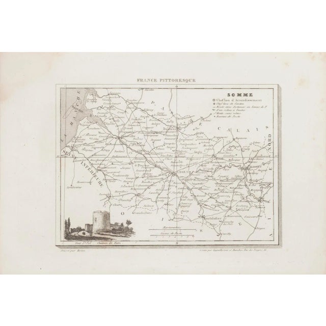 Map of Somme is an original antique etching realized by an anonymous engraver of the 19th Century. Printed in series of...