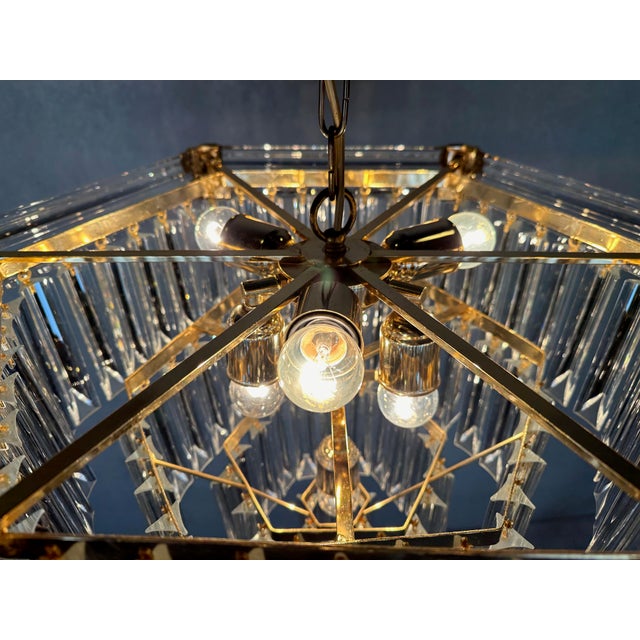 Gold Vintage Hexagon Chandelier from Bakalowits & Söhne For Sale - Image 8 of 13