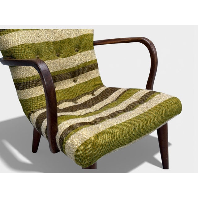 Philip Arctander Style, Lounge Chair, Wool, Walnut, Denmark, 1940s For Sale In New York - Image 6 of 11