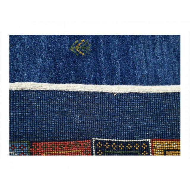 Traditional Pasargad DC Blue Color Fine Hand Knotted Persian Gabbeh Rug For Sale - Image 3 of 4