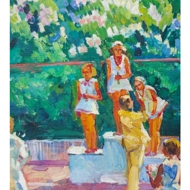 Vintage Ukrainian Oil Painting: Socialist Realism, 1970s Art 48-42 For Sale - Image 4 of 6