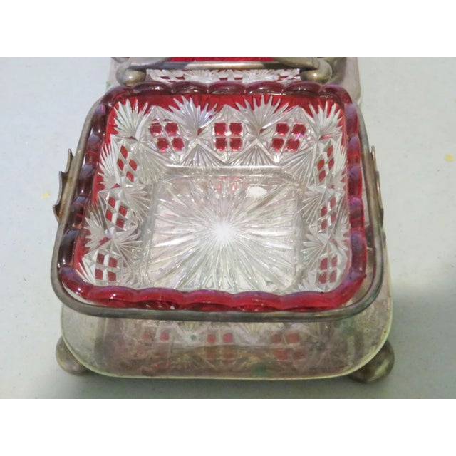 American Victorian Silverplate Cut Glass Candy Dish For Sale - Image 3 of 5