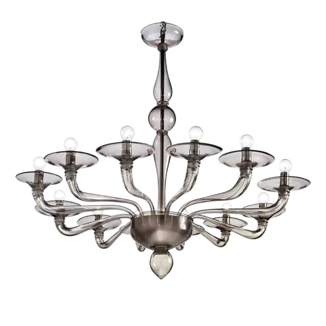 Smoked Murano Style Glass Chandelier by Simoeng For Sale