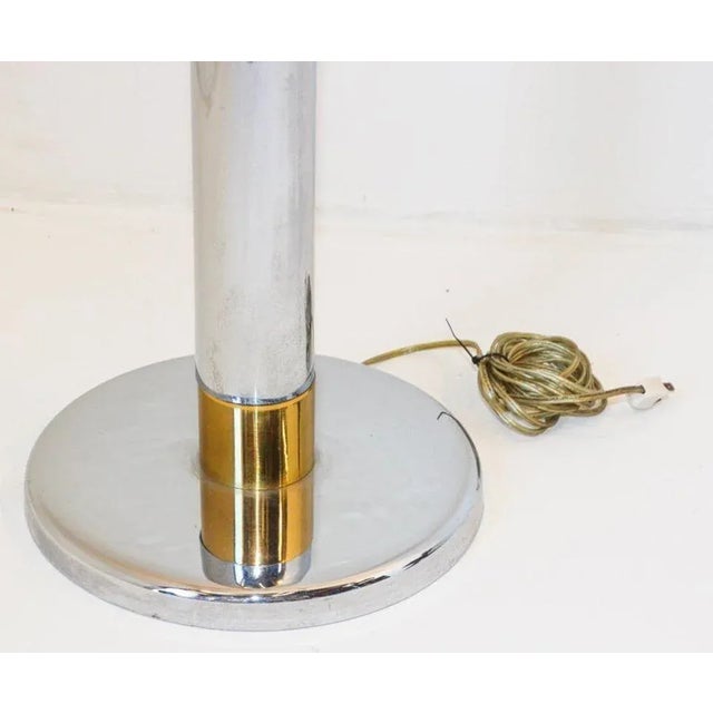 Postmodern Vintage 1970s Mid-Century Italian Bicolor Chrome and Brass Tall Floor Lamp For Sale - Image 3 of 12