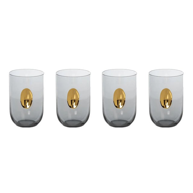 Ambrosi Tumbler with Gold Accent, Gray, Set of 4 For Sale - Image 4 of 4