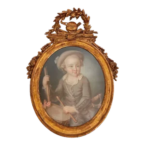 18th Century Pastel Portrait Painting of a Young Boy, Framed