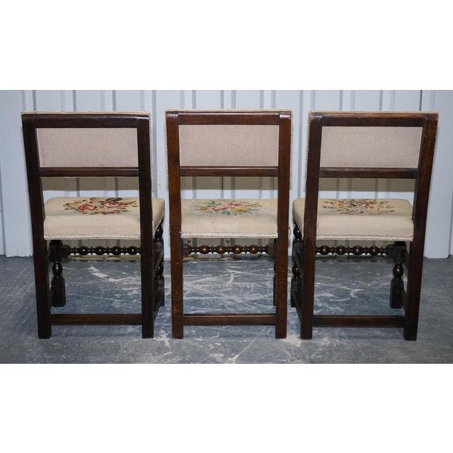 English Victorian Floral Tapestry Dining Chairs, Set of 6 For Sale - Image 9 of 16