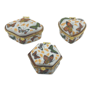 Ceramic Butterfly Trinket Boxes
