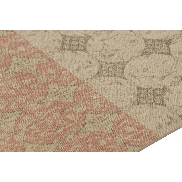 Traditional Vintage Distressed Runner Rug, Pink and Beige Geometric Patterns - Rug & Kilim For Sale - Image 3 of 7