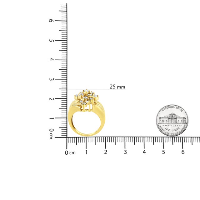 10K Yellow Gold Plated .925 Sterling Silver Diamond Cocktail Ring (1 1/2 Cttw, J-K Color, I1-I2 Clarity) - Size 7 For Sale In New York - Image 6 of 6