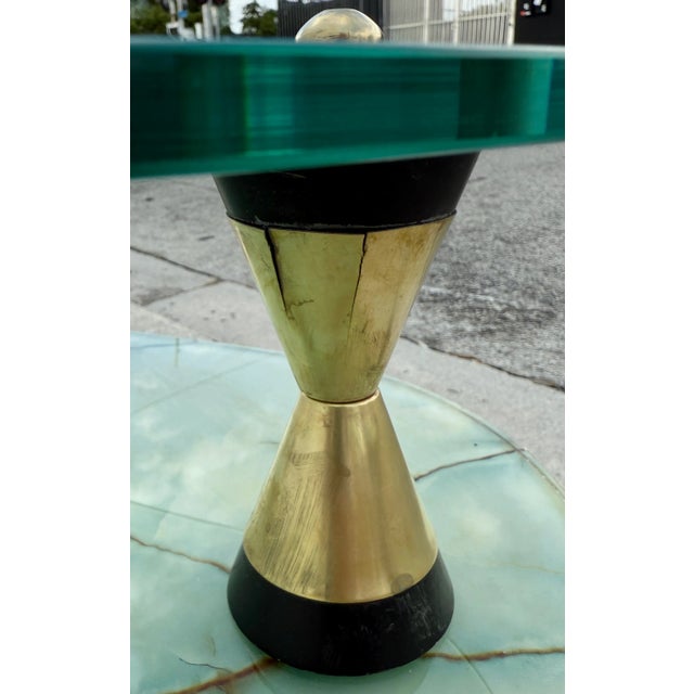 Italian 1950s Two-Tier Kidney Shape Glass & Faux Marble Coffee Table For Sale - Image 9 of 9