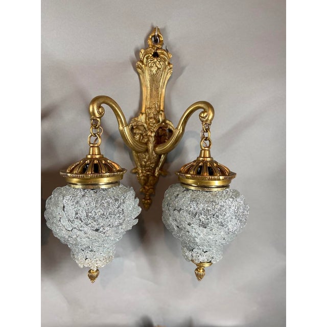 1980s French Louis XVI Gold Bronze Crystal Wall Lamps / Sconces - Pair For Sale - Image 13 of 18