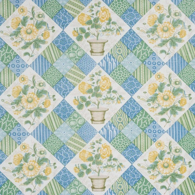 Not Yet Made - Made To Order Sample - Schumacher Caldwell Patchwork Chintz Fabric in Yellow & Cornflower For Sale - Image 5 of 5