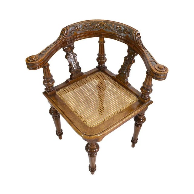 19th Century Wilhelminian Walnut Corner Chair For Sale - Image 6 of 7