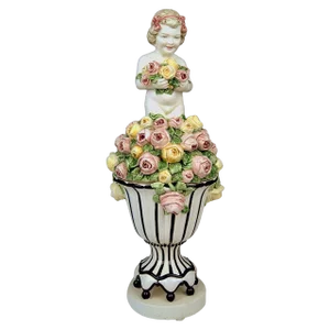 Art Nouveau Cherub Figurine on Bowl Lid by Carl Klimt, 1910s