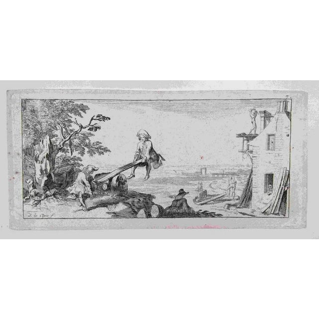 Sébastien Leclerc, Les Chevaliers, Original Etching, 17th-Century For Sale - Image 3 of 3