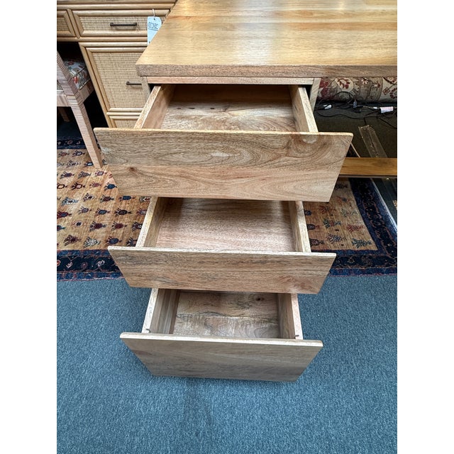 West Elm Industrial Solid Wood Modular Desk W/ File Cabinet | Chairish