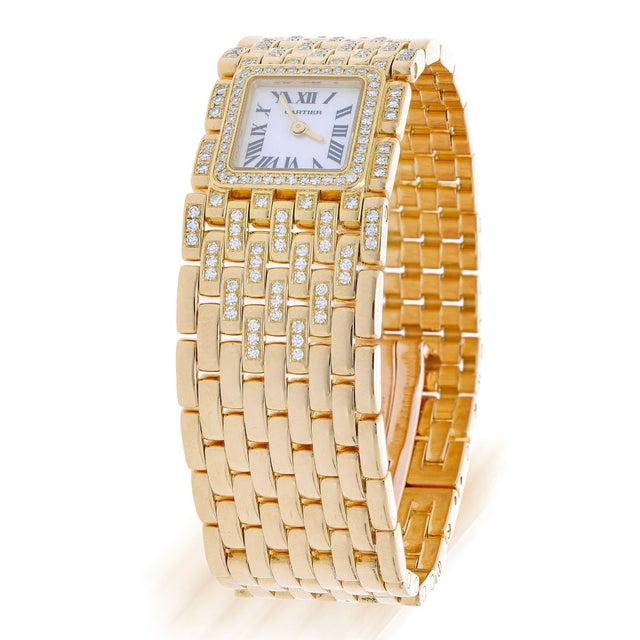 Cartier Panthère Ruban Wg3009ta Factory Diamond 18k Gold Full Set Watch For Sale - Image 17 of 18