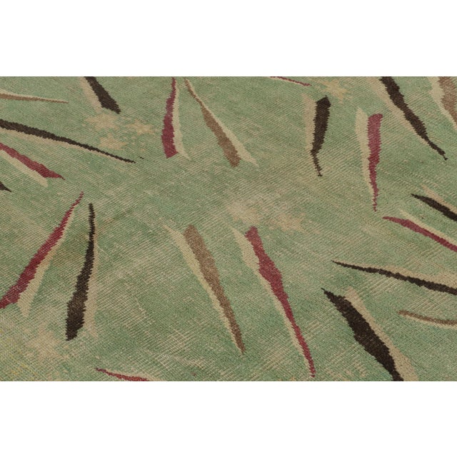 Rug & Kilim 1960s Vintage Zeki Muren Art Deco Rug in Green With Geometric Patterns For Sale - Image 4 of 7