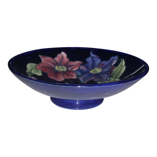 Moorcroft Pottery Footed Bowl “Clematis” Pattern For Sale