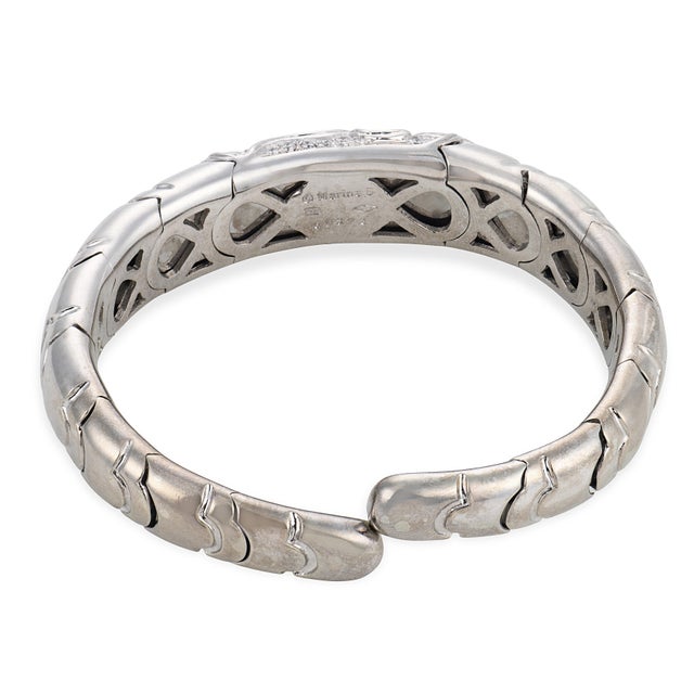 1920s Marina B Diamond 18k White Gold Bangle Bracelet For Sale - Image 4 of 6